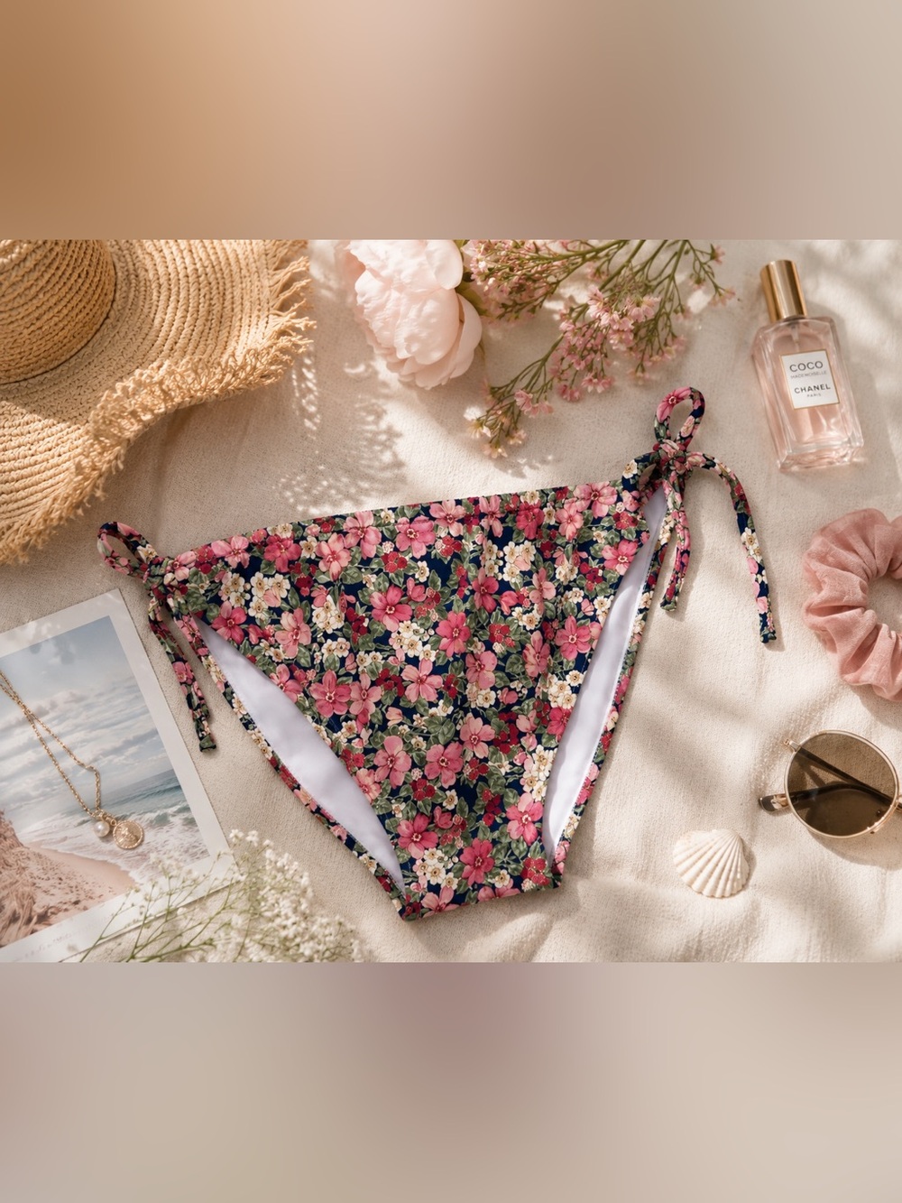NWOT & Other Stories Floral Tie Side Bikini Bottom Size 6 Cottagecore Swim